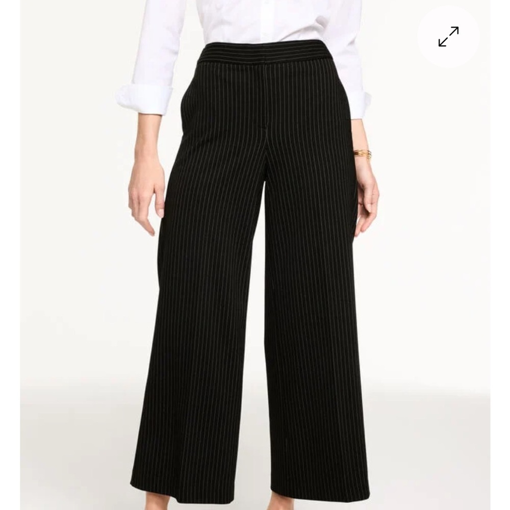 Talbots Black Striped Wide-Leg Pants